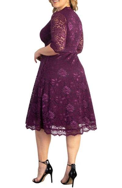 Kiyonna Mademoiselle Lace A-line Dress In Berry Bliss