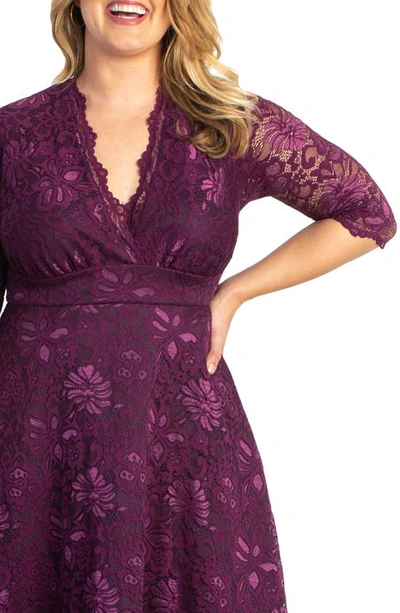 Kiyonna Mademoiselle Lace A-line Dress In Berry Bliss