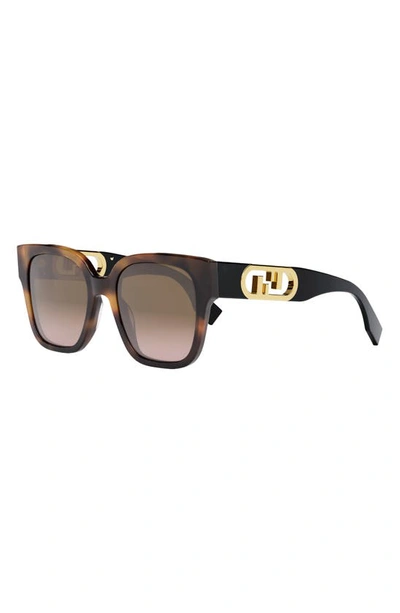 Shop Fendi The  O'lock 55mm Geometric Sunglasses In Blonde Havana / Gradient Brown