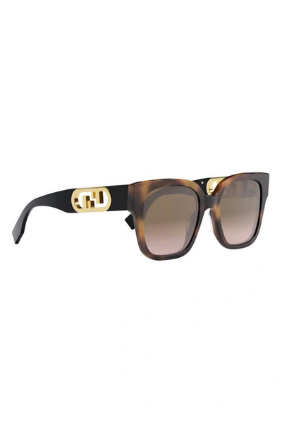 Shop Fendi The  O'lock 55mm Geometric Sunglasses In Blonde Havana / Gradient Brown