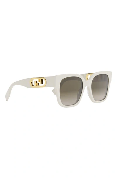 Shop Fendi The  O'lock 55mm Geometric Sunglasses In Ivory / Gradient Brown