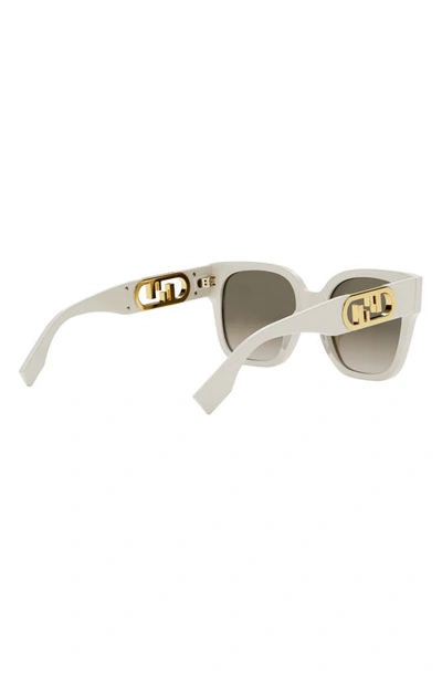 Shop Fendi The  O'lock 55mm Geometric Sunglasses In Ivory / Gradient Brown