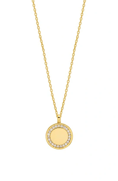 Shop Estella Bartlett Cubic Zirconia Halo Coin Pendant Necklace In Gold