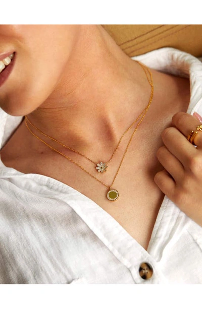 Estella Bartlett Cubic Zirconia Halo Coin Pendant Necklace In Gold