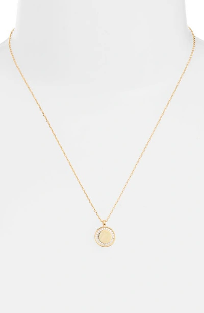 Estella Bartlett Cubic Zirconia Halo Coin Pendant Necklace In Gold