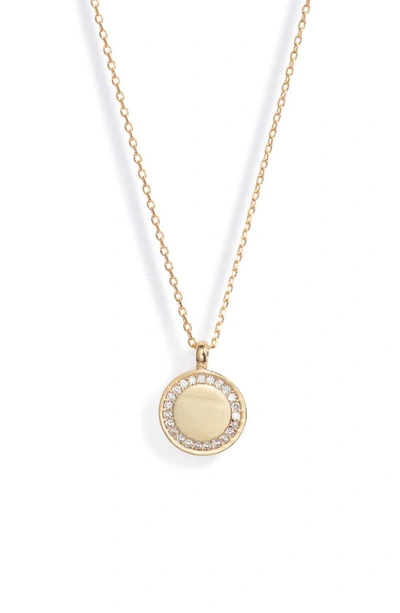 Shop Estella Bartlett Cubic Zirconia Halo Coin Pendant Necklace In Gold