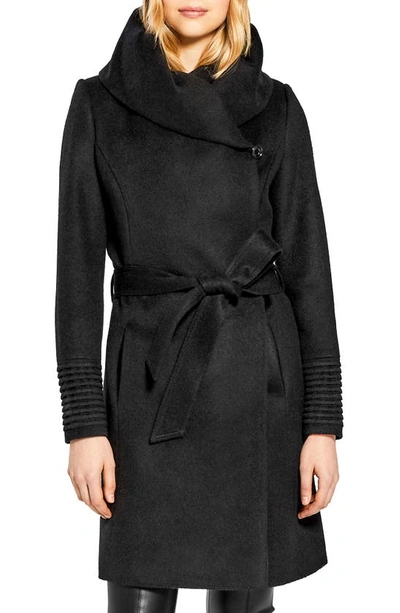 Shop Sentaler Hooded Alpaca & Wool Wrap Coat In Black