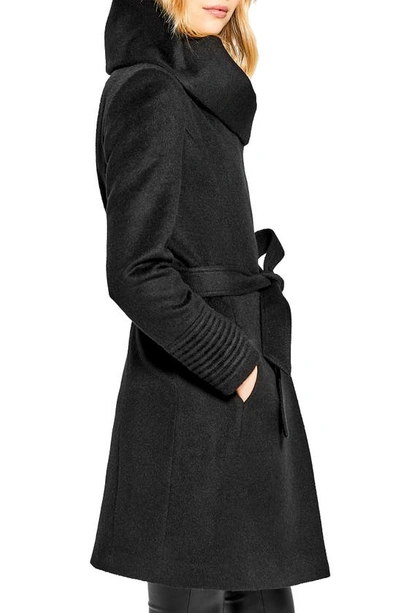 Shop Sentaler Hooded Alpaca & Wool Wrap Coat In Black