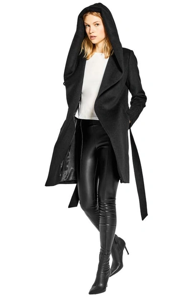 Shop Sentaler Hooded Alpaca & Wool Wrap Coat In Black