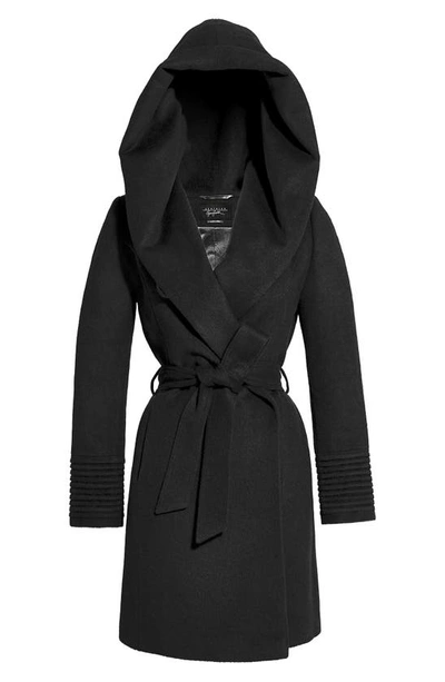 Shop Sentaler Hooded Alpaca & Wool Wrap Coat In Black