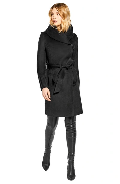 Shop Sentaler Hooded Alpaca & Wool Wrap Coat In Black