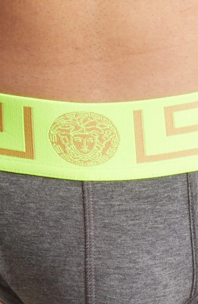 Shop Versace Greca Border Briefs In Fluo Yellow/ Grey