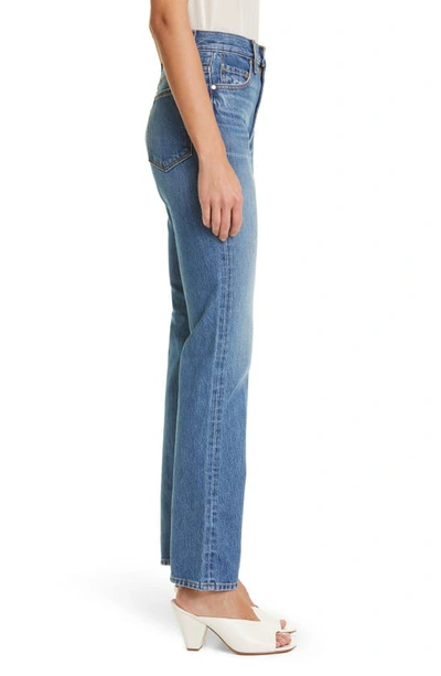 Shop Ulla Johnson The Agnes High Wait Rigid Bootcut Jeans In Danube Medium Indigo Wash