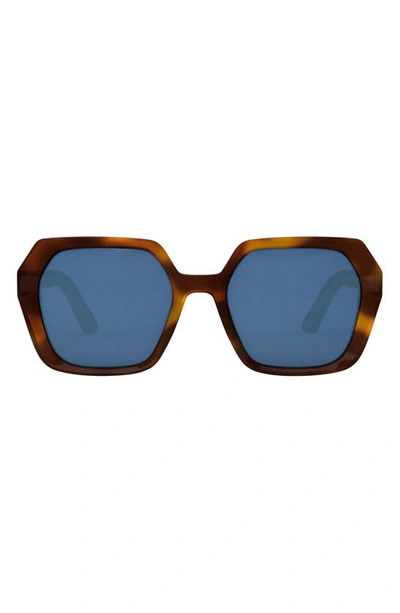 Shop Dior 'midnight S2f 56mm Geometric Sunglasses In Blonde Havana / Blue