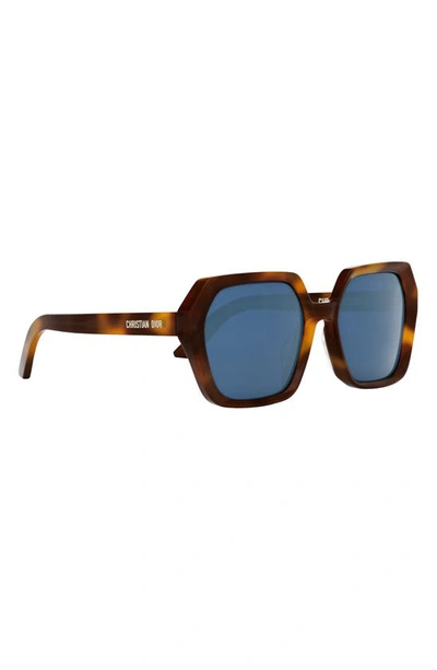 Shop Dior 'midnight S2f 56mm Geometric Sunglasses In Blonde Havana / Blue