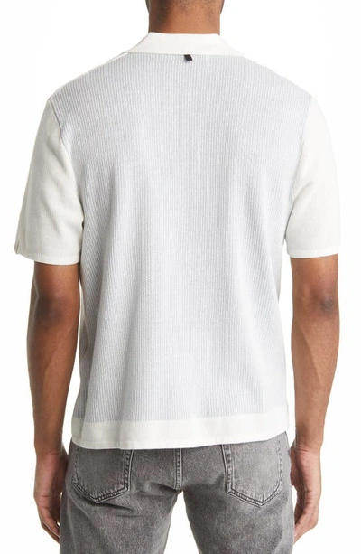 Shop Rag & Bone Harvey Oversize Sweater Knit Short Sleeve Button-up Shirt In Ivory