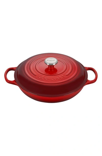 Shop Le Creuset Signature 3.5-quart Enameled Cast Iron Braiser In Cerise