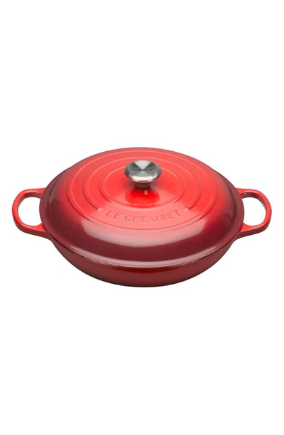 Shop Le Creuset Signature 3.5-quart Enameled Cast Iron Braiser In Cerise