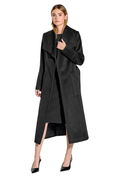 Sentaler Suri Alpaca Blend Shawl Collar Wrap Coat In Black
