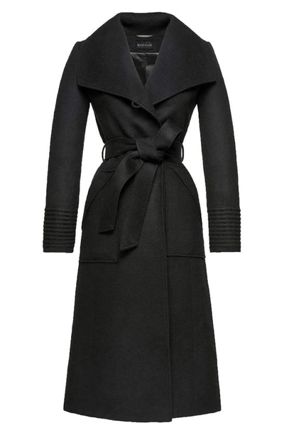 Shop Sentaler Wide Collar Belted Alpaca & Wool Wrap Coat In Black