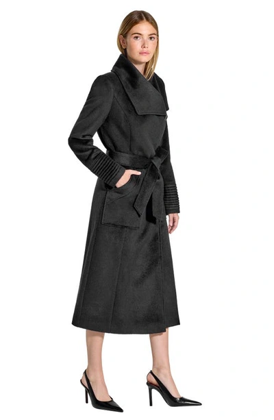 Sentaler Suri Alpaca Blend Shawl Collar Wrap Coat In Black