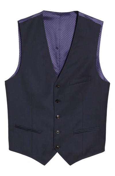 Shop Ted Baker Troy Slim Fit Solid Wool Vest In Blue