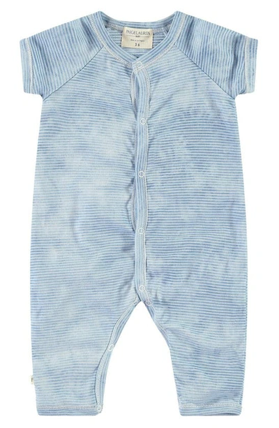 Shop Paigelauren Rib Marble Short Sleeve Romper In Marble Blue