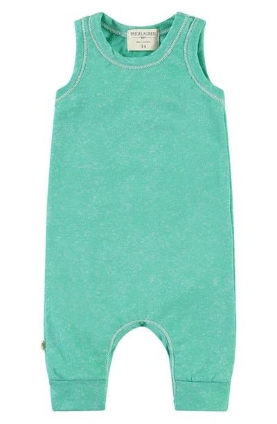 Shop Paigelauren French Terry Romper In Green