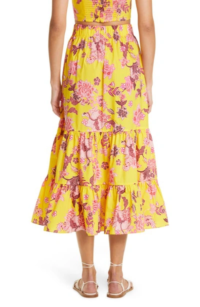 Shop Cara Cara Floral Cotton Maxi Skirt In Nippon Buttercup