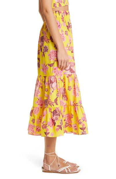 Shop Cara Cara Floral Cotton Maxi Skirt In Nippon Buttercup