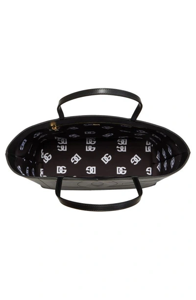 Dolce & Gabbana Logo Large Leather Tote In Black