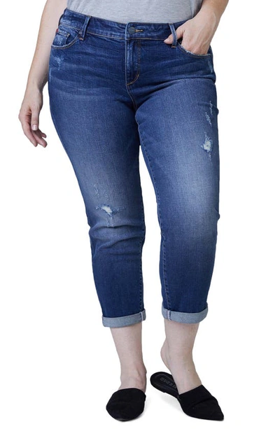 Shop Slink Jeans Distressed Crop Boyfriend Jeans In Marina