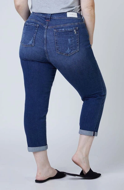 Slink Jeans Distressed Crop Boyfriend Jeans In Marina