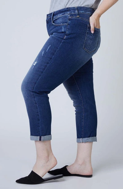 Slink Jeans Distressed Crop Boyfriend Jeans In Marina