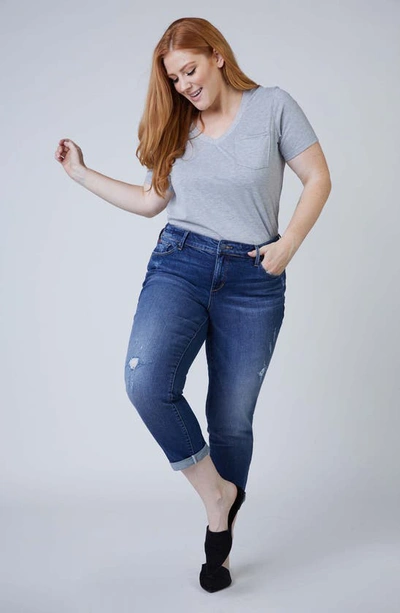 Slink Jeans Distressed Crop Boyfriend Jeans In Marina