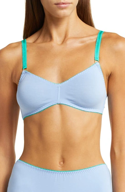 Shop Dora Larsen Noelle Stretch Organic Cotton Bra In Cornflower