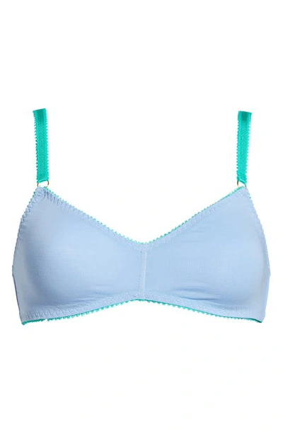 Shop Dora Larsen Noelle Stretch Organic Cotton Bra In Cornflower