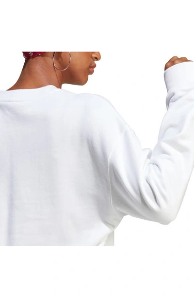 Shop Adidas Originals Trefoil Crewneck Cotton French Terry Sweatshirt In White