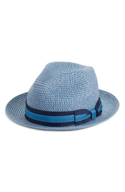 Shop Nordstrom Classic Stripe Straw Fedora Hat In Navy Combo