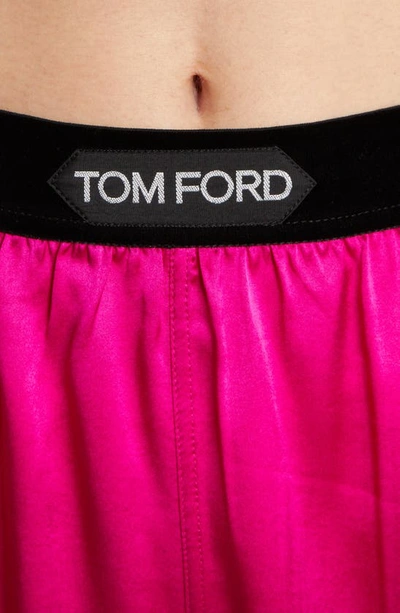 Shop Tom Ford Stretch Silk Satin Pajama Shorts In Hot Pink