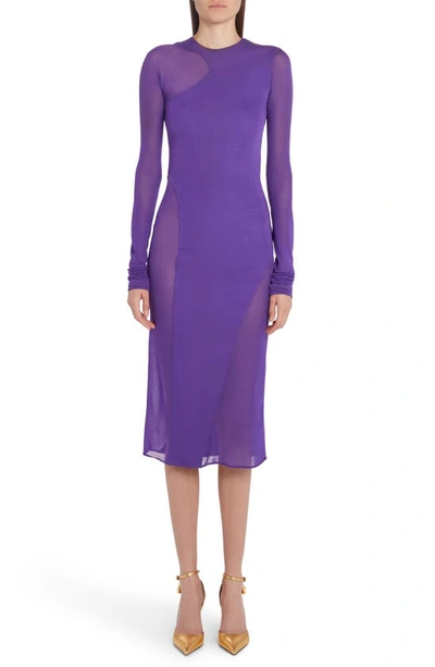 Shop Tom Ford Tubino Crepe & Tulle Midi Dress In Purple Dalhia