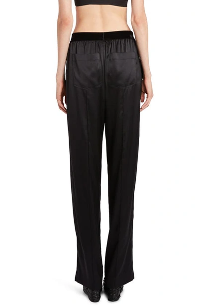 Tom Ford Logo Silk Satin Pajama Pants In Black
