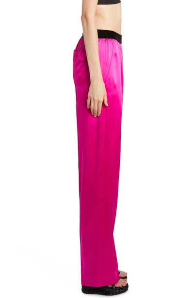 Tom Ford Velvet-trimmed Stretch-silk Satin Pants In Pink
