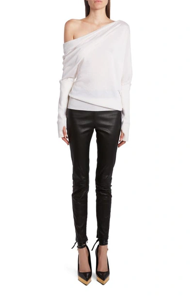 Shop Tom Ford Off The Shoulder Cashmere & Silk Sweater In Chalk