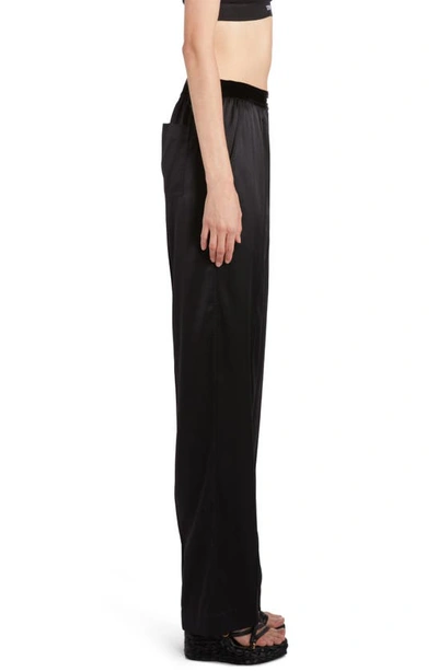 Tom Ford Logo Silk Satin Pajama Pants In Black