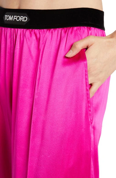 Shop Tom Ford Stretch Silk Satin Pajama Pants In Hot Pink
