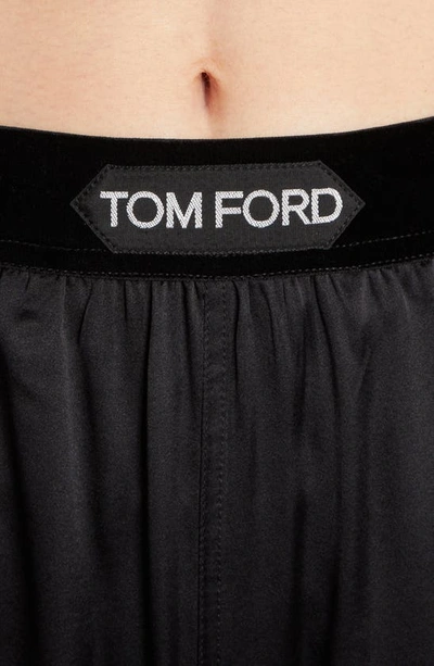 Shop Tom Ford Stretch Silk Satin Pajama Pants In Black