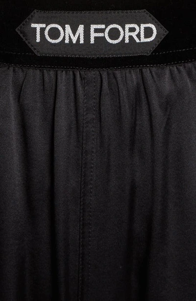 Tom Ford Logo Silk Satin Pajama Pants In Black