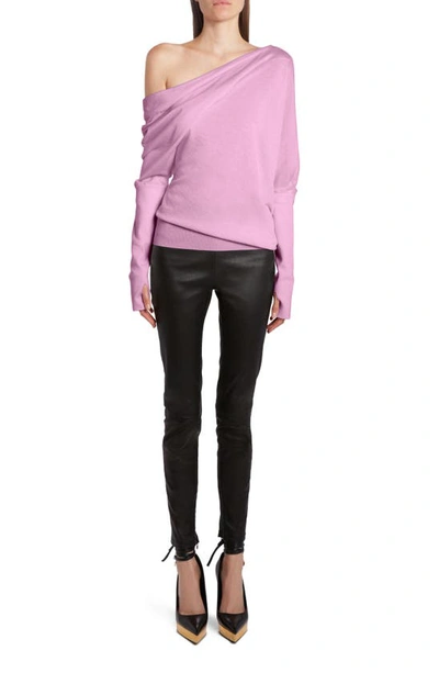 Shop Tom Ford Off The Shoulder Cashmere & Silk Sweater In Light Rose Bloom