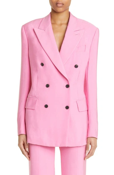 Shop Tom Ford Double Breasted Twill Boyfriend Blazer In Rose Bloom